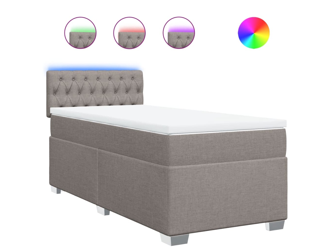 Box Spring Bed, Box Spring Beds Vidaxl Cinzento-acastanhado Tecido (90 X 190 Cm)