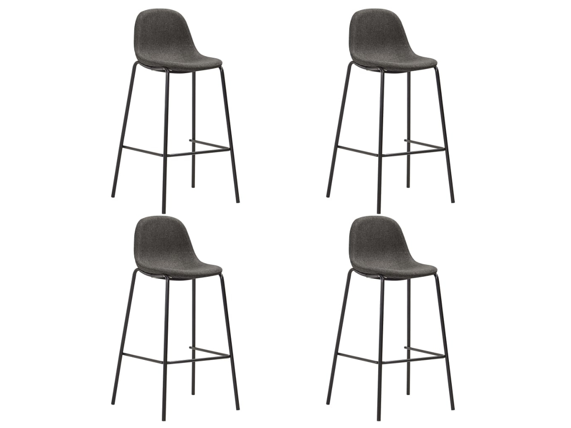 Vidaxl Cadeiras De Bar 4 Pcs Tecido Cinzento-escuro