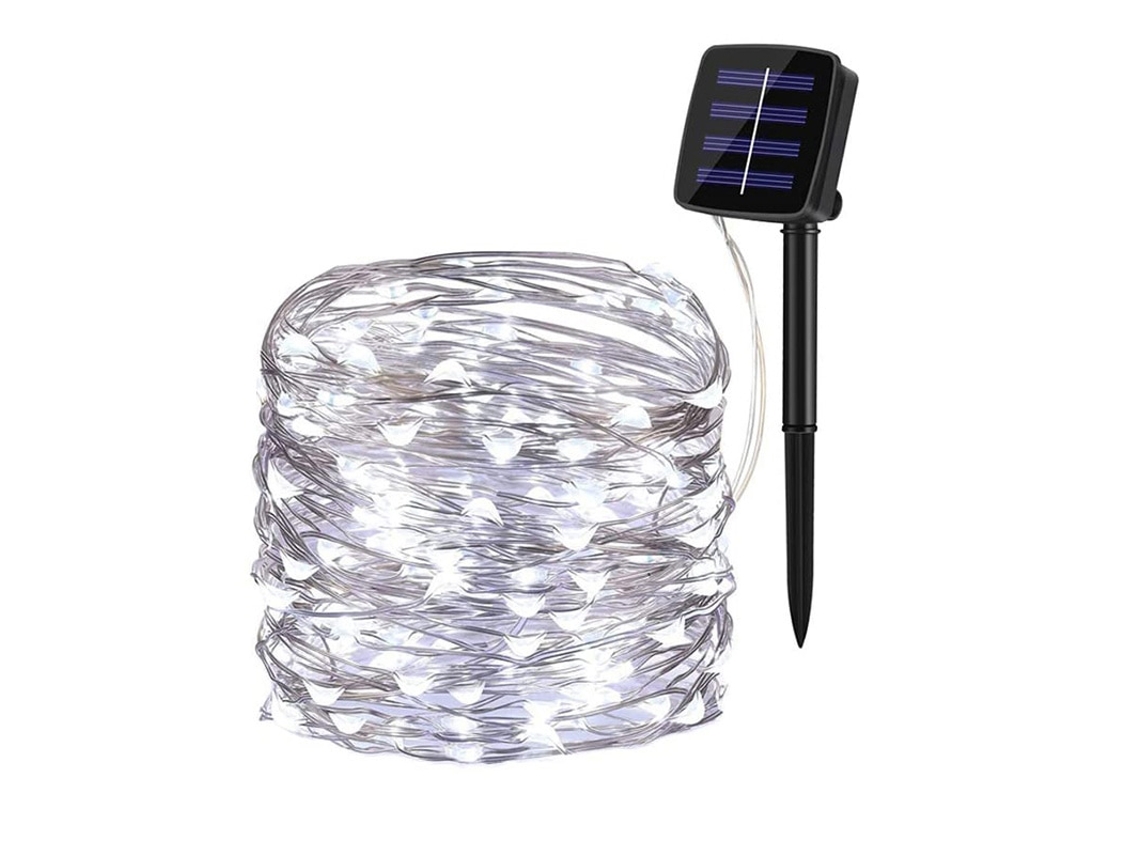 Cordão de Luzes Led Solares À Prova D'água MDUG (luz Branca, 12m, 100 Leds)