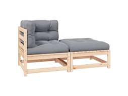 Vidaxl 2 Pcs Conjunto Lounge De Jardim Com Almofadões Pinho Maciço