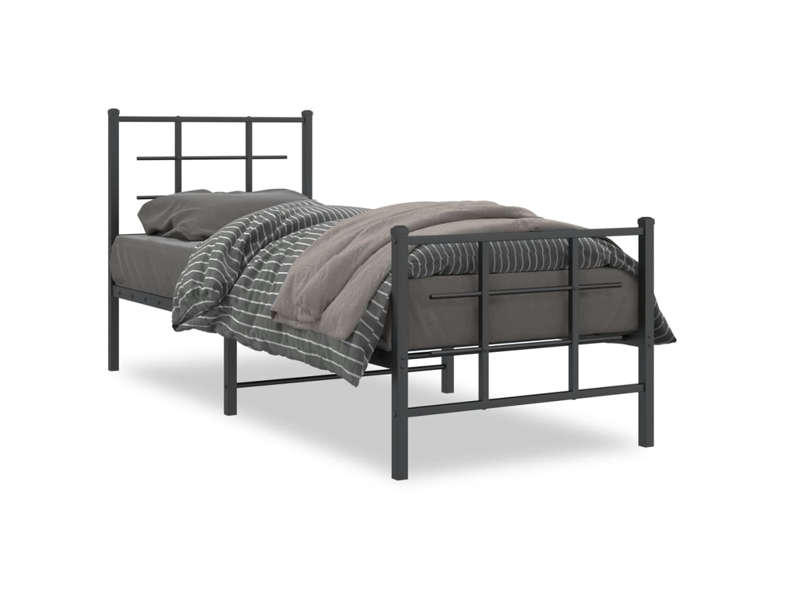 Bed Frame, Bed Frames Vidaxl Preto Aço (75 X 190 Cm)