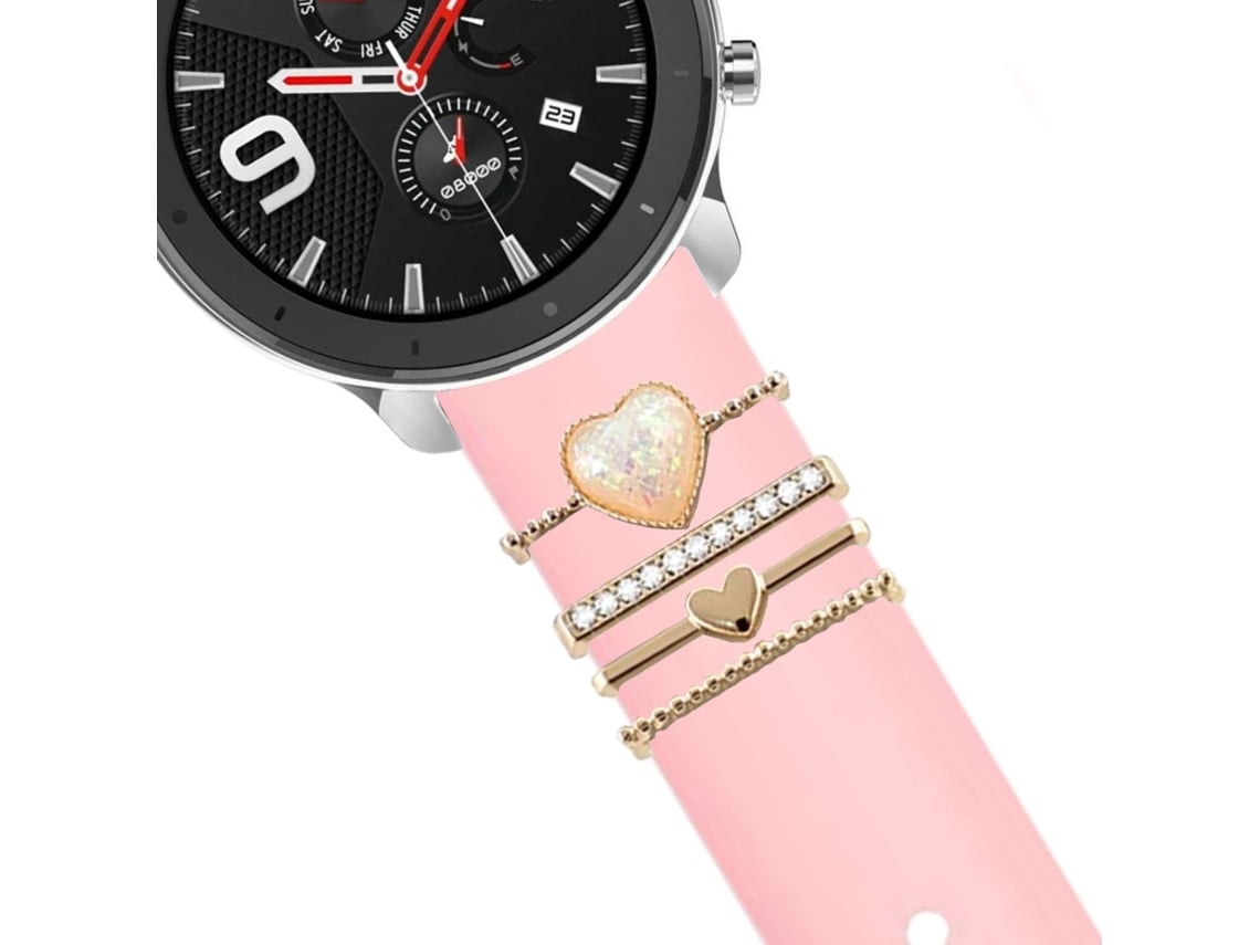 Bracelete Garmin Forerunner 255 Music Pulseira com Adorno Crystal Rosa