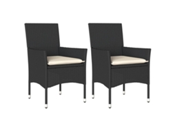 Cadeiras de Jardim com Almofadões 2 Peças Vime Pe Preto MAISON EXCLUSIVE