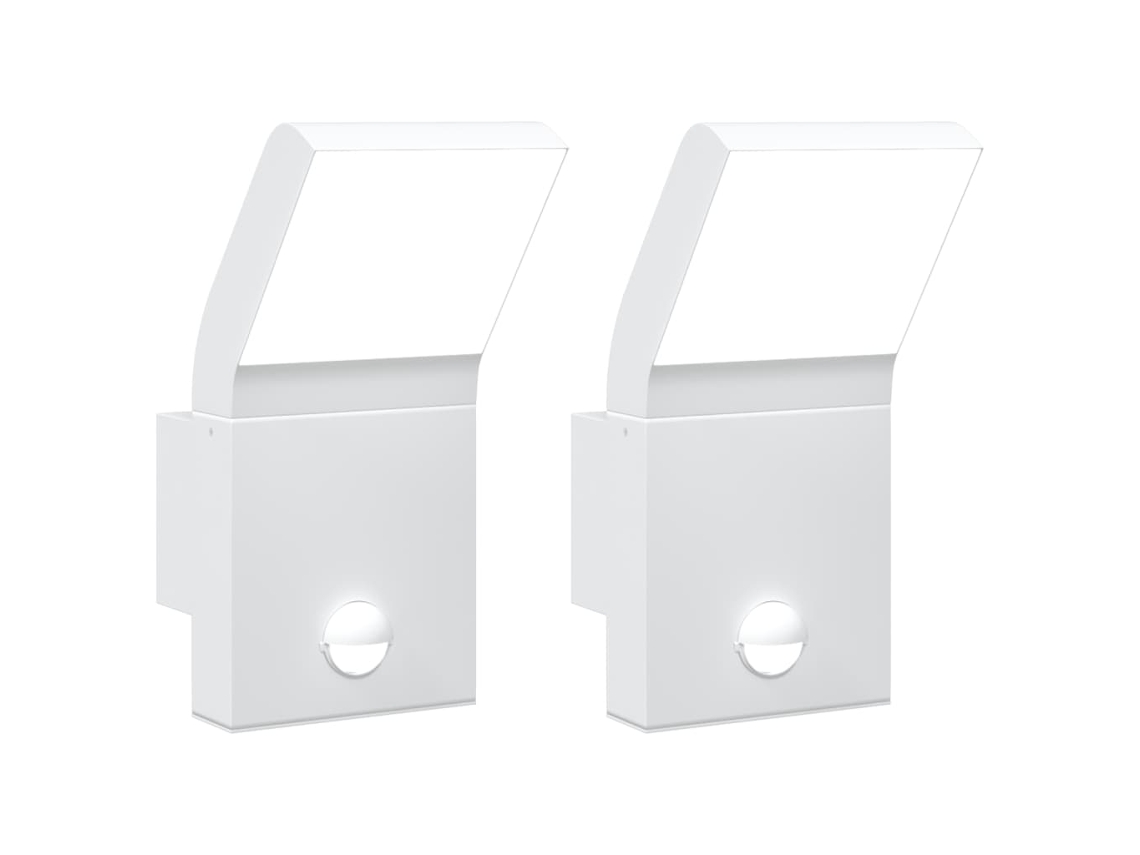 Conjunto 2 Candeeiros parede LED exterior c/ sensor VIDAXL alumínio branco