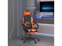 Vidaxl Cadeira Gaming Giratória+apoio Pés Couro Artif. Preto/laranja