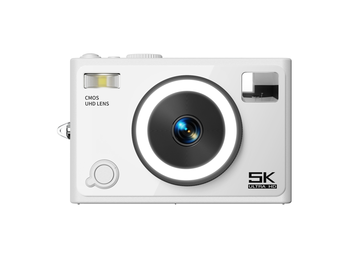 Câmera Portátil 5k Para Viagens, Wi-fi, Tela Ips De 2,8", Estilo Retrô (branca)