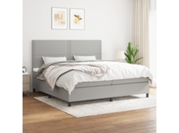 Vidaxl Cama Com Molas/colchão 200x200 Cm Tecido Cinza-claro