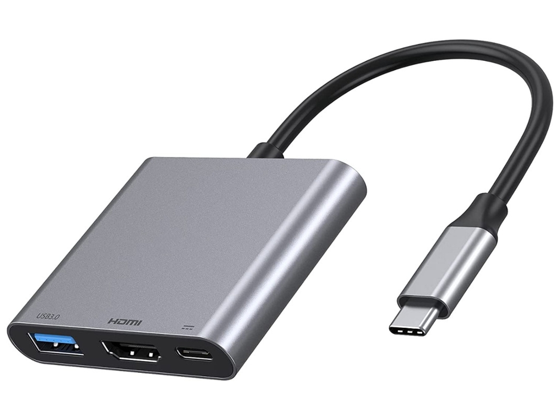 Adaptador Usb C Para Hdmi 3 Em 1, Usbc Hub, 4k30hz, Usb 3.0, Pd, Para Macbook Pro/air Etc Branco Yizhood