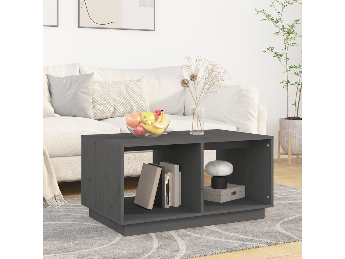 Vidaxl Mesa De Centro 80x50x40 Cm Madeira De Pinho Maciça Cinza
