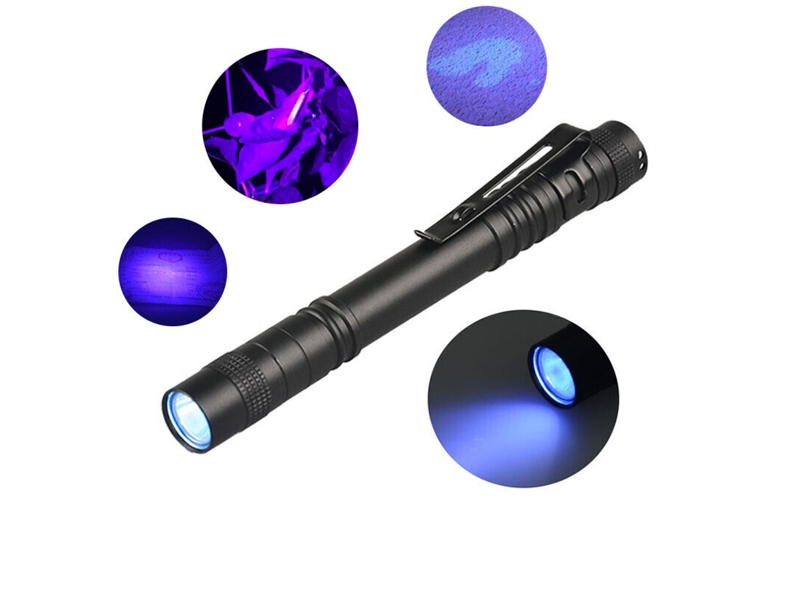 Lanterna Led Portátil Com Luz Uv De 395 Nm, Luz Negra, Caneta, Clipe, Tocha SUNNY SPACES