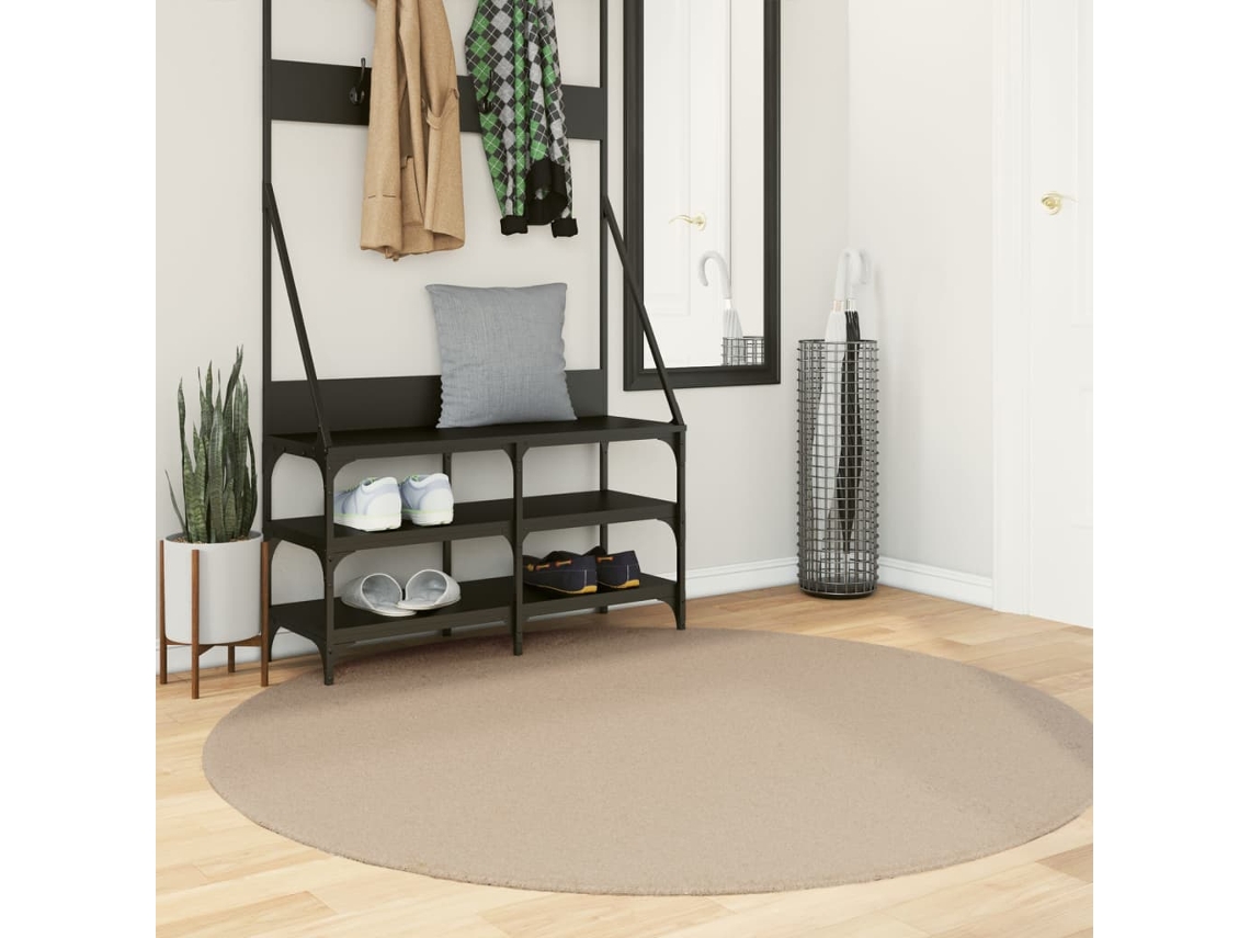 Vidaxl Tapete Pelo Curto Macio E Lavável Huarte Ø 160 Cm Cor Areia