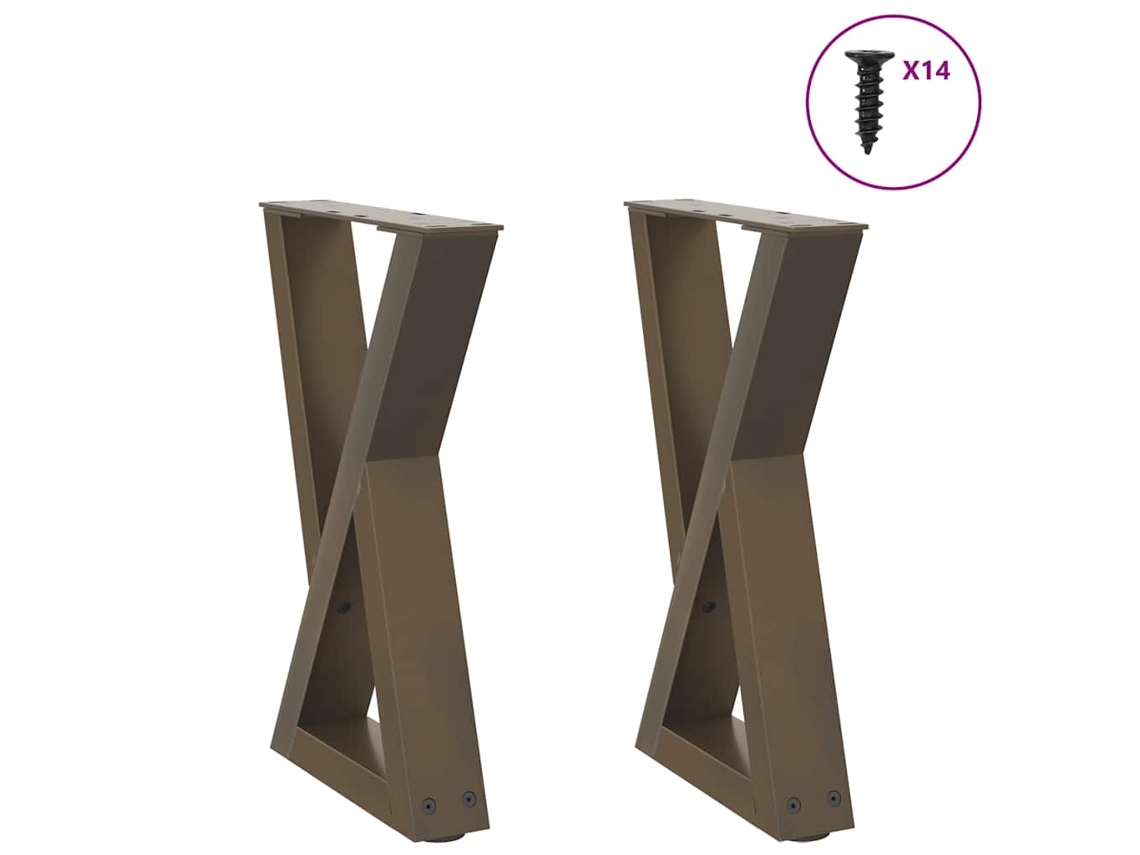 Vidaxl Pés Para Mesa De Centro 2 Peças Aço Natural 38x(42-43,3) Cm Aço