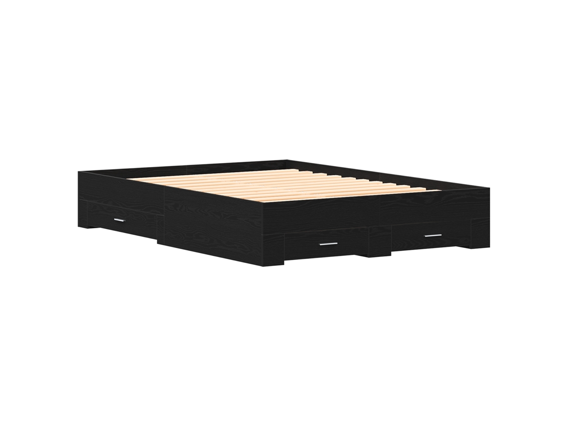 Conjunto 1 Cama Rustica Vidaxl Preto Derivados De Madeira (140 X 190 Cm)