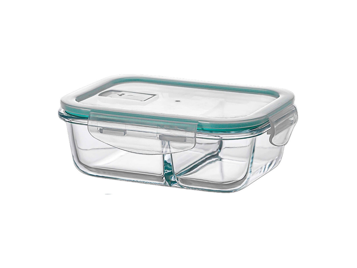 Lancheira Ovenza Transparente Silicone Vidro De Borosilicato Retangular 630 Ml