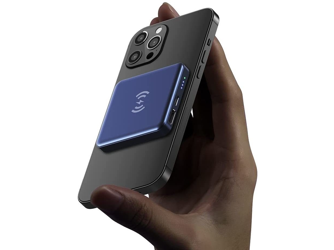 Carregador Banco Energia Sem Portátil Mah Usb-C Fonte YIZHOOD Magnética Azul