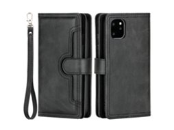 Suporte Casa Pega Para Iphone 14 Pro Pele Sintética Magnética Com Porta-cartões Preto