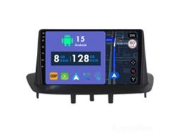 Auto Rádio Carro Bluetooth Autoradio 8GB RAM 128G ROM CarPlay Navegação GPS Ecrã Táctil RoverOne para Renault Megane 3 2008-2014  