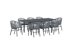 Conjunto de Jantar para Jardim 9 Peças Cinzeto Vime Pe MAISON EXCLUSIVE