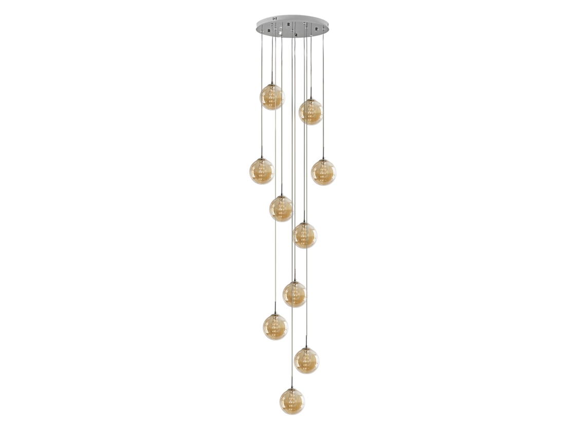 Candeeiro Suspenso para Candelabro Ajustável em Altura Luz Suspensa 10 Lâmpadas Feitas de Vidro em Cozinhas de Cor Âmbar NETTLIFE