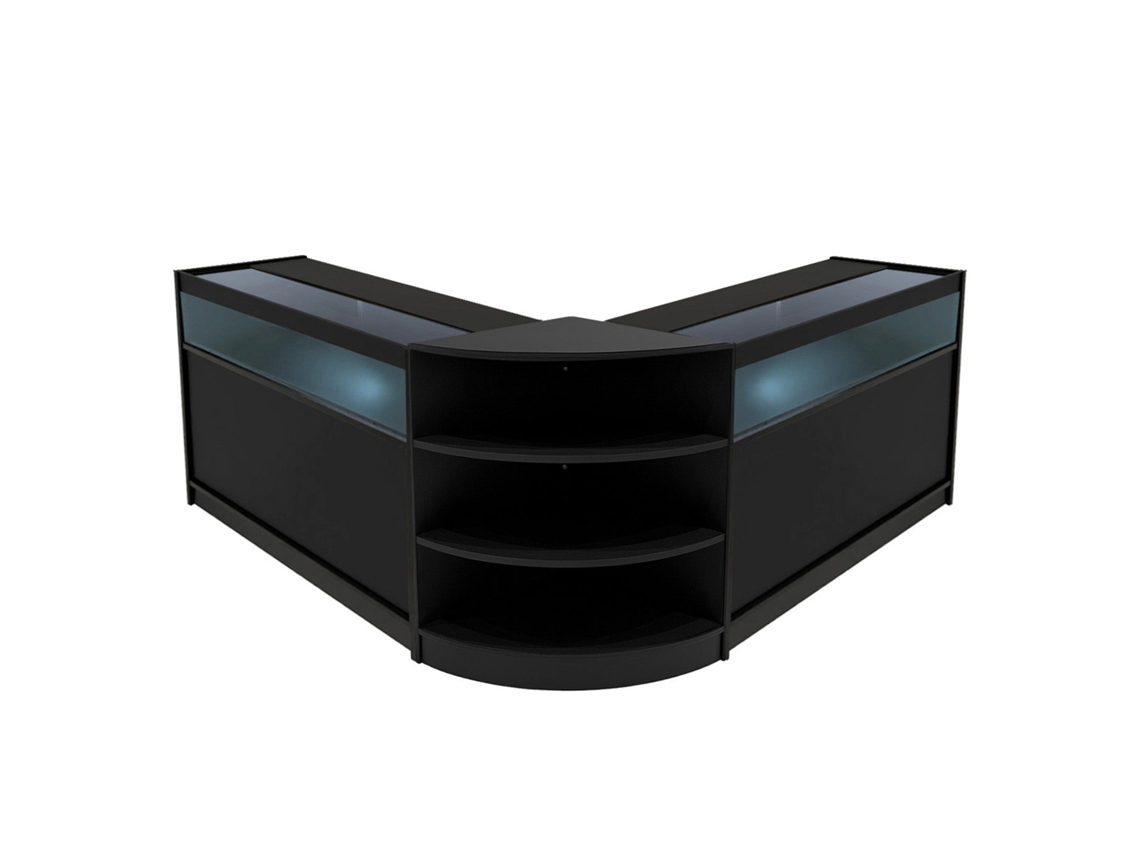Conjunto de Balcões Comerciais MonsterShop Theseus, Preto, 2xB1200LM60, MDF e Vidro Temperado