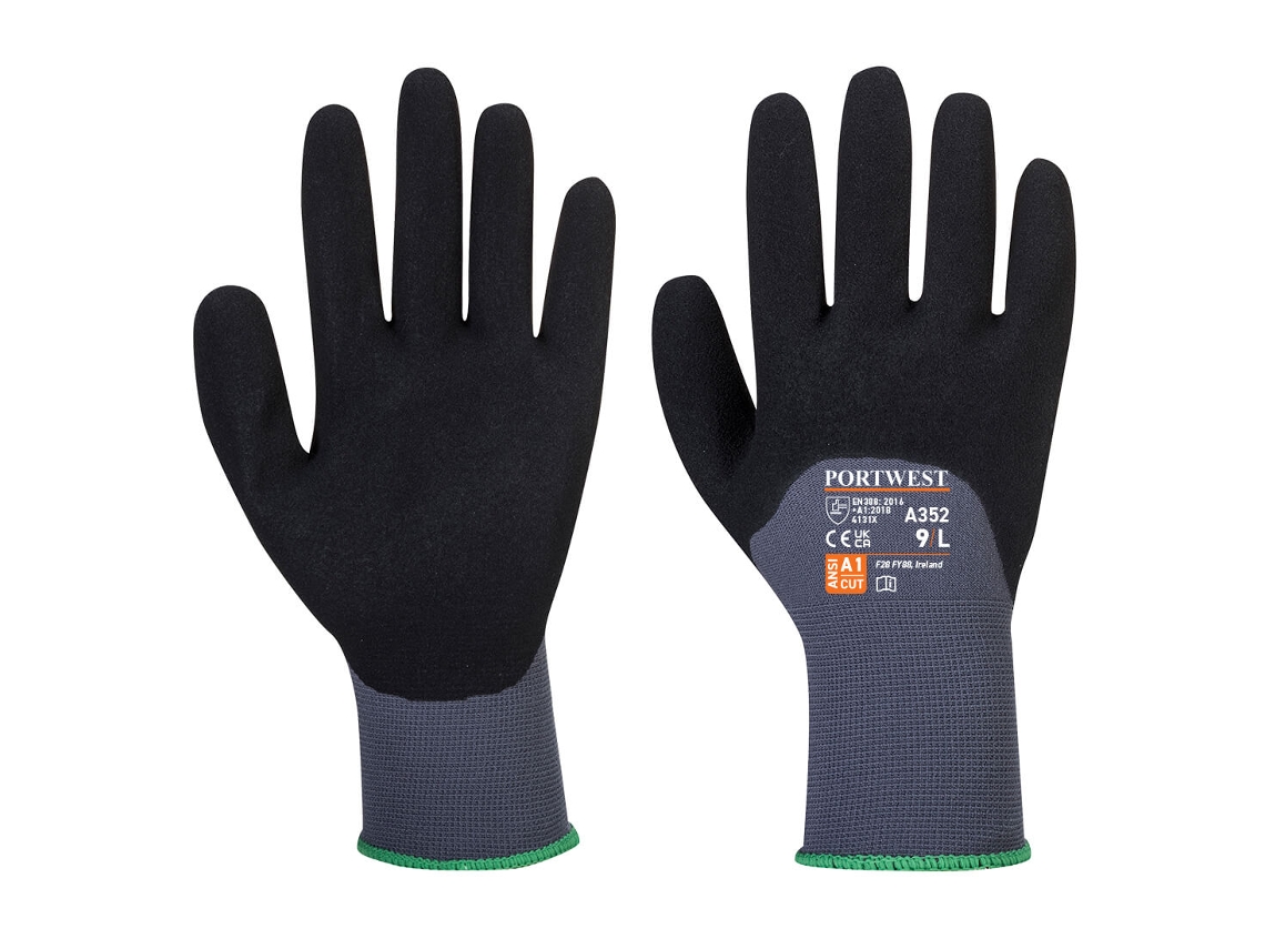 Luva Dermiflex Ultra Para Proteção E Conforto / Cinza Preto / L Portwest