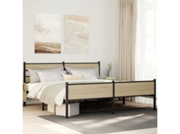 Vidaxl Estrutura De Cama Sem Colchão 180x200cm Metal Carvalho Sonoma