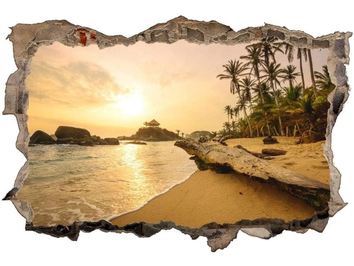 Adesivos de parede com praia, lago e palmeiras, ideais para sala de estar, quarto, cozinha, escritório, para adultos e crianças, 50x70cm