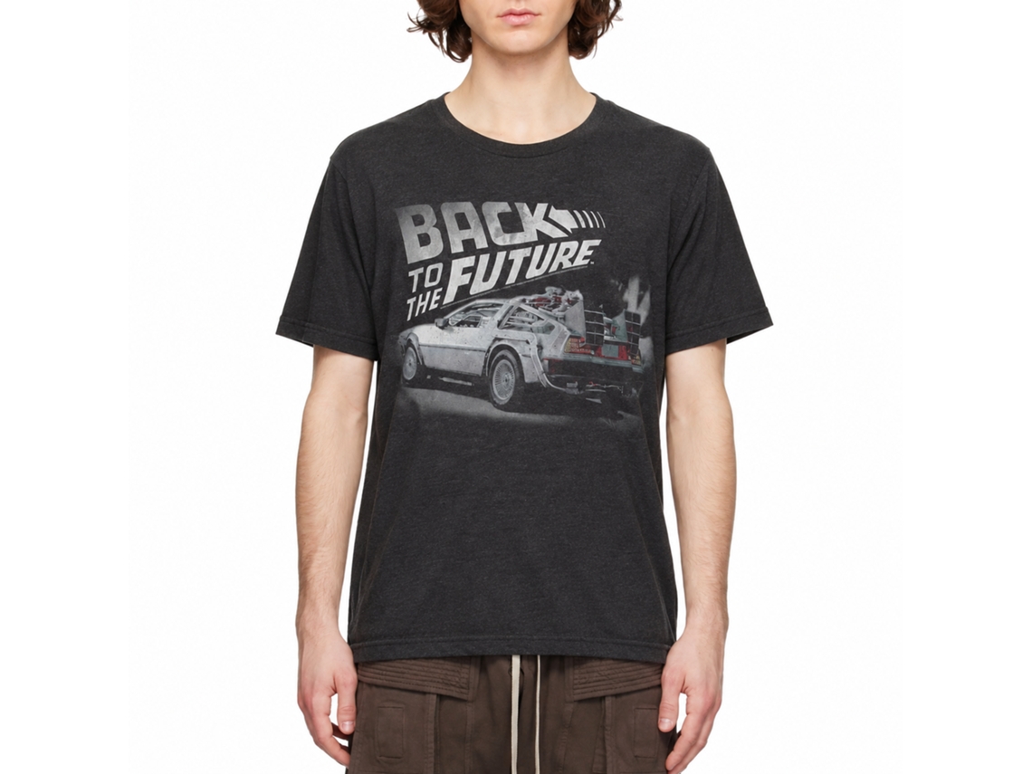 Camiseta Rockinstone Back To The Future Movie Faded Bttf Heather Black Adult Tamanho:s