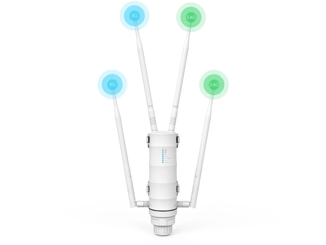 Extensor Wifi Externo À Prova De Intempéries/ponto De Acesso Sem Fio/malha Com Poe Passivo, Repetidor De Banda Dupla 2.4 5g De Alta Potênc Yizhood