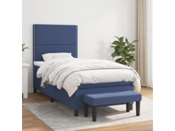 Vidaxl Cama Com Molas/colchão 90x200 Cm Tecido Azul
