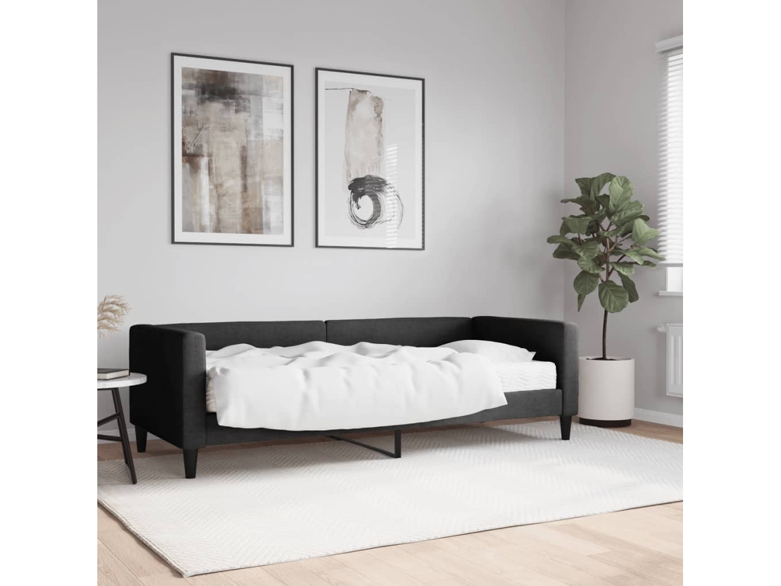 Vidaxl Sofá-cama Com Colchão 80x200 Cm Tecido Preto