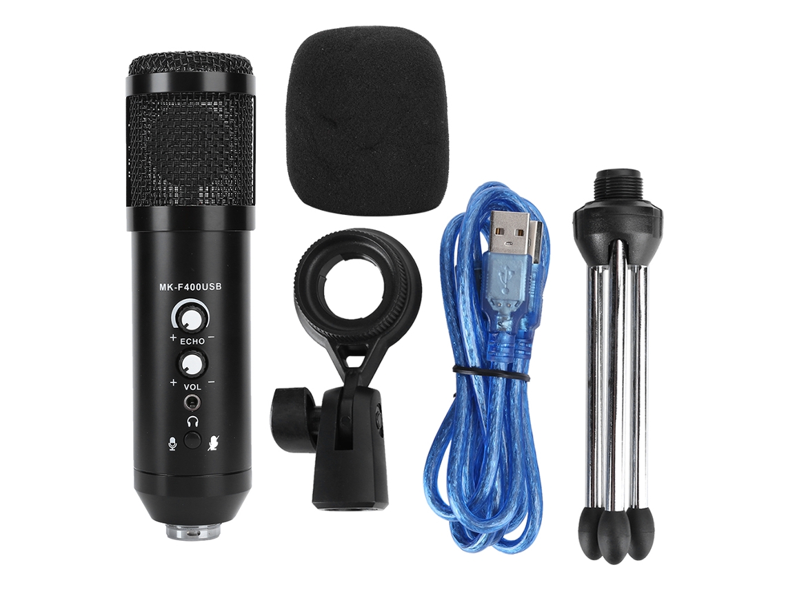 Microfone Usb condensador portátil, plug and play, com tripé e filtro acústico | S/MARCA