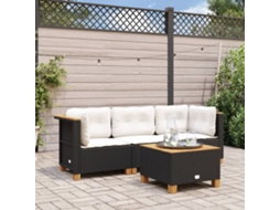 Sofá De Jardim 3 Lugares Com Almofadas Vime Pe Preto Dkd Home Decor