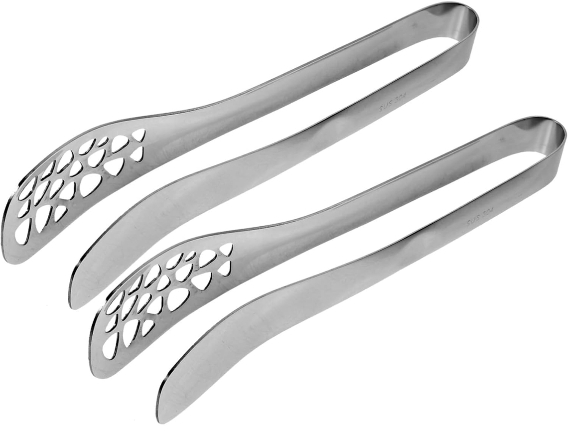 Pinça Para Bife De Aço Inoxidável 2 Peças, Portátil, Utensílio De Cozinha Sem Rebarbas, Para Atividades Ao Ar Livre E