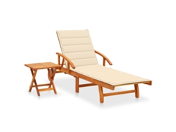 Sunlounger With Table, Sunloungers With Tables Vidaxl Creme Madeira De Acácia (n/a)