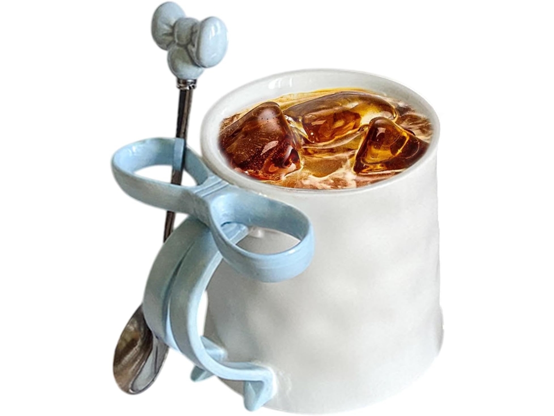 Caneca Com Nó, Caneca De Café Com Nó Caneca Com Alça Em Forma De Laço E Colher De Café, Caneca De Gokoco