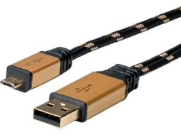 Cabo de Dados ROLINE (USB A - Micro USB B - 1.8 m - Preto)