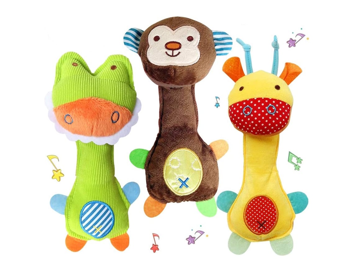 Ats 3 Peças/conjunto Brinquedos de Chocalhos Macios para Bebês com Sons de Animais Brinquedos de Desenvolvimento Precoce Presente para Recém nascidos