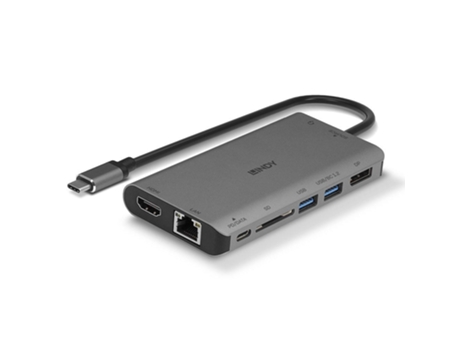 Lindy 43323 Base & Duplicador de Portas com Fios Usb 3.2 Gen 1 3.1 Gen 1 Type-C Preto Cinzento