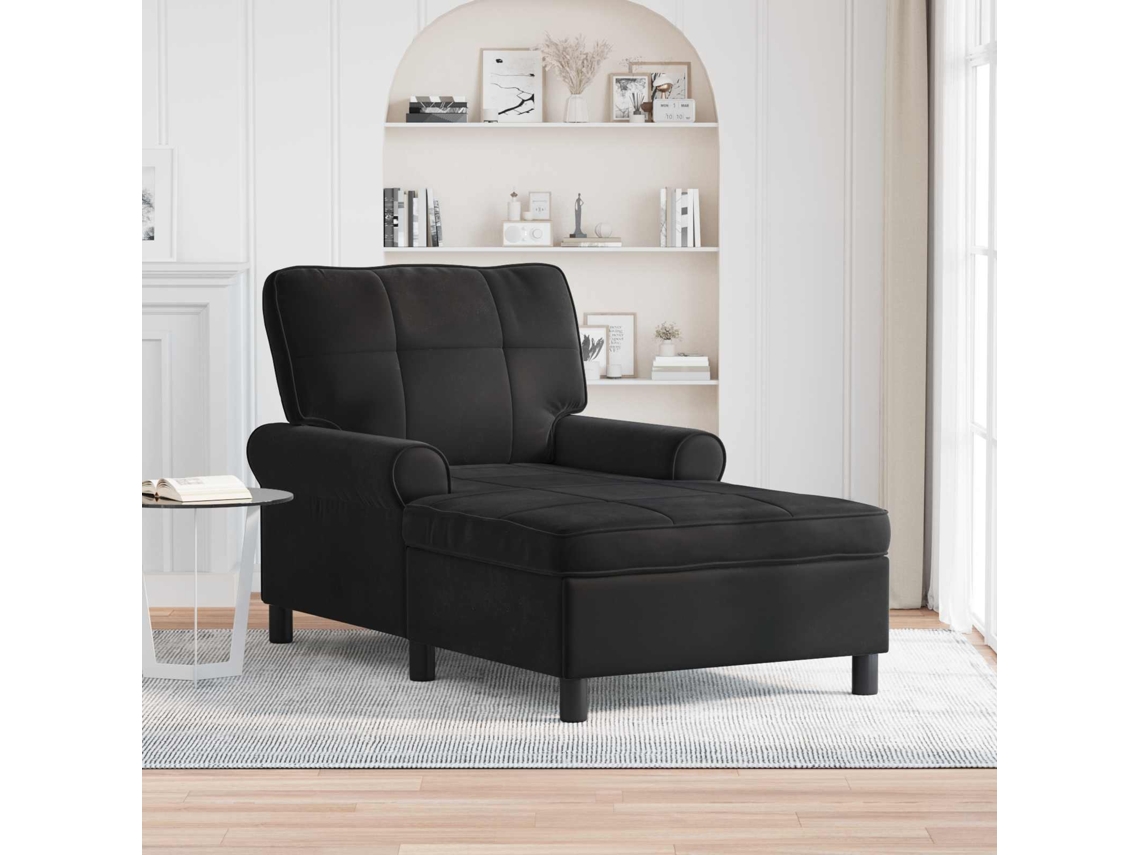 Vidaxl Chaise Lounge Preto Veludo 91 X 157 X 91 Cm