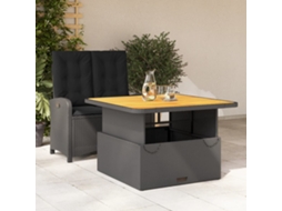 Vidaxl 2 Pcs Conjunto De Jantar P/ Jardim C/ Almofadões Vime Pe Preto