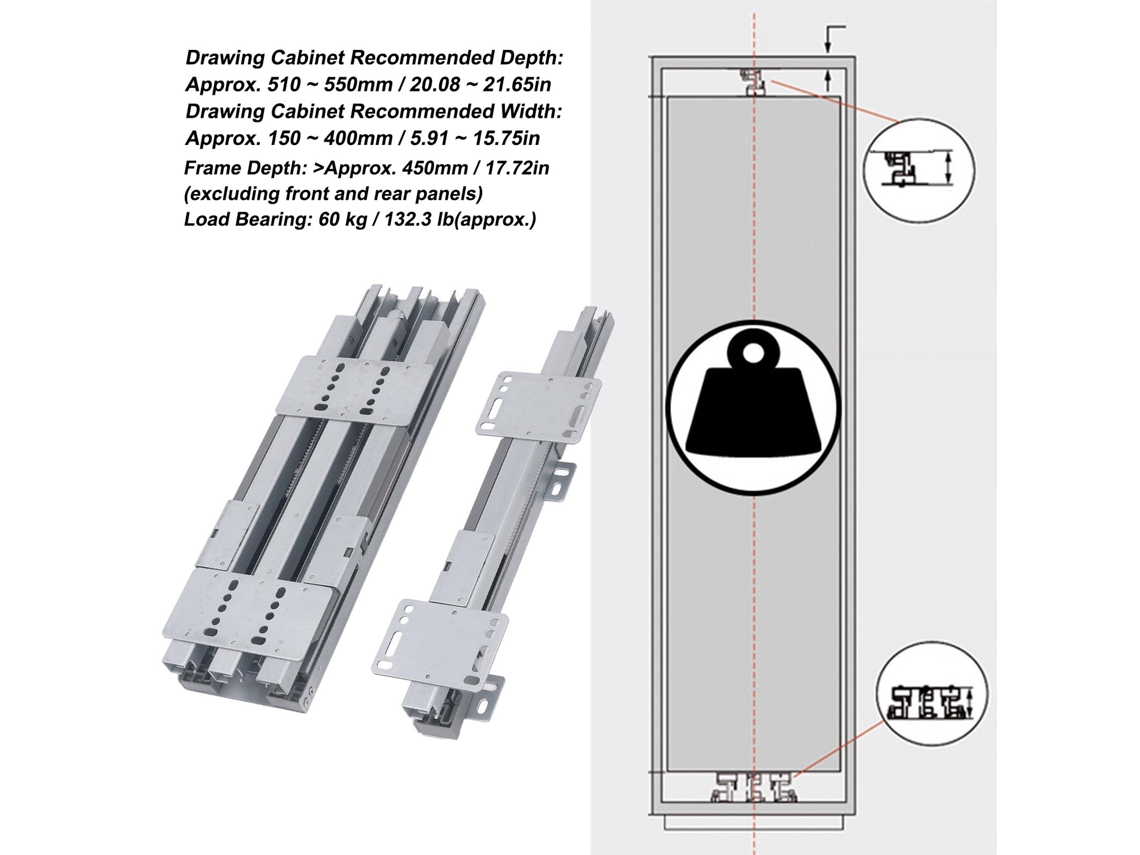 Laxiscreed Coroas Telescópicas Pesadas Com Buffer Silencioso E Extensão Total Para Armários De Cozinha, 22 Polegadas Em Metal