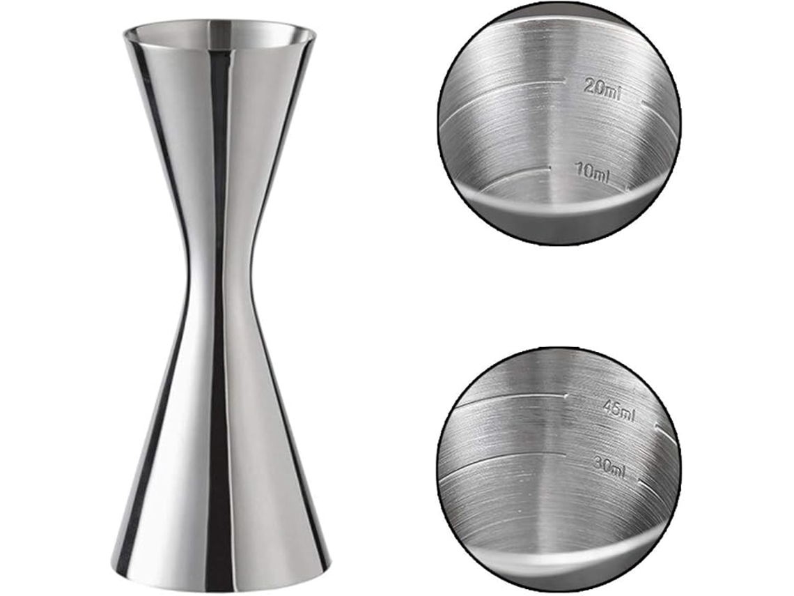 Taça Medidora Dupla para Coquetel em Aco Inox 304 com Escala Integrada, 30 e 60 Ml, para Bares e Uso Domestico ZYBLSSBB
