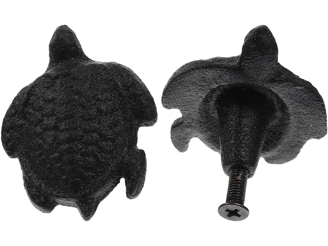 Puxadores De Ferro Fundido Preto Homoyoyo Com Design Tartaruga Marinha, Duráveis E Práticos Para Armários Quartos