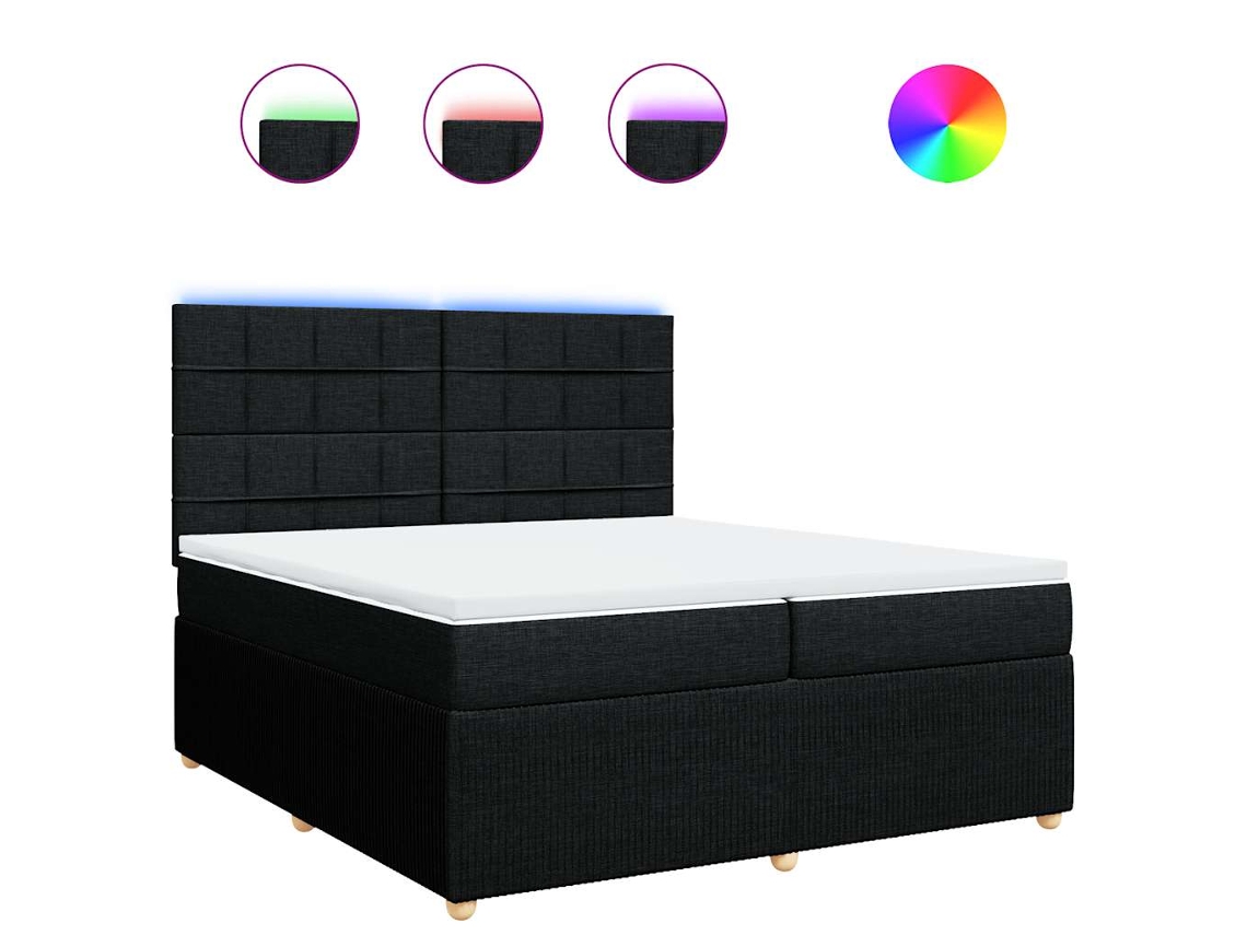 Cama com Molas/colchão 200x200 Cm Tecido Preto MAISON EXCLUSIVE