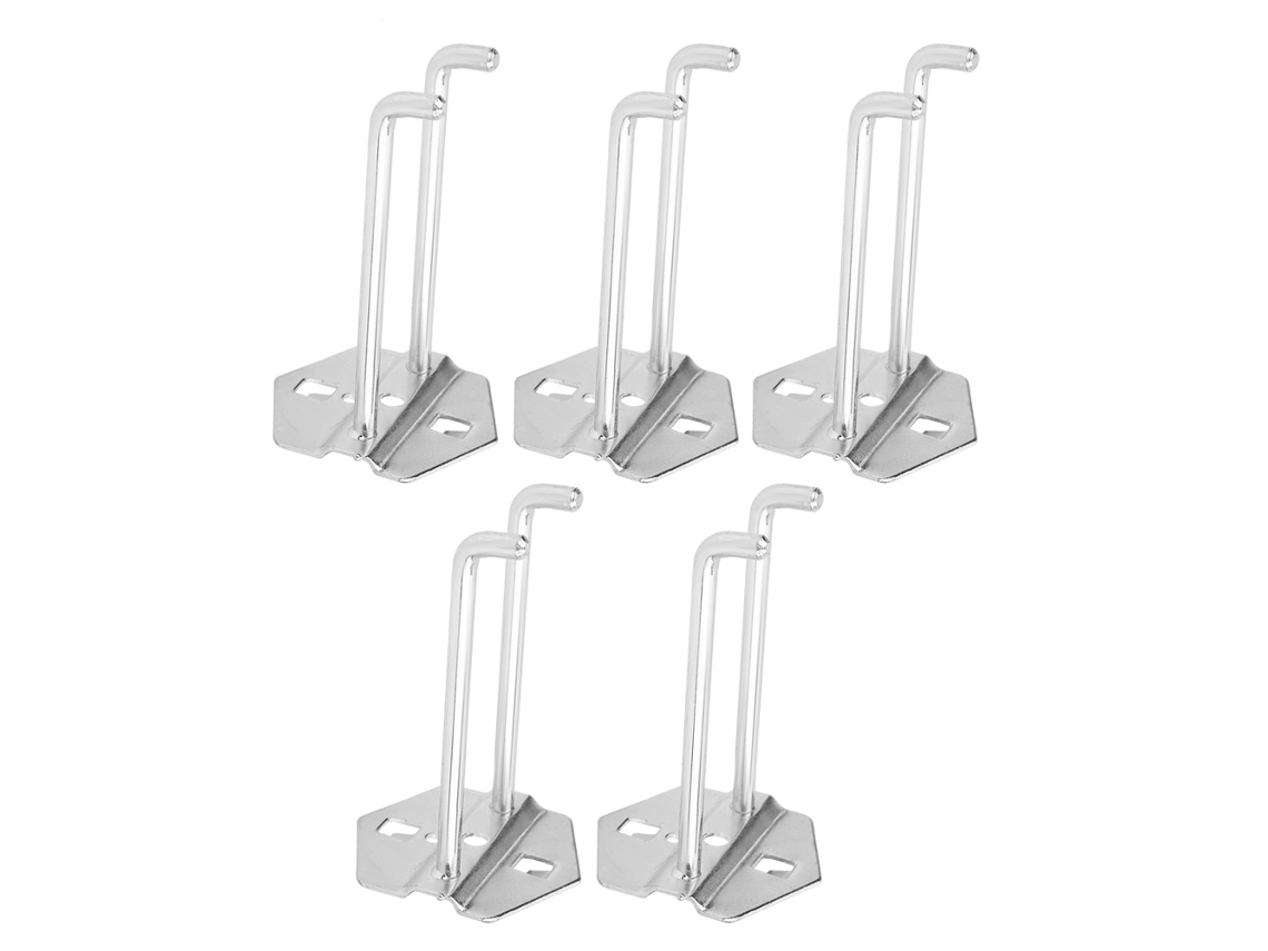 Conjunto de 5 ganchos de aço galvanizado para armazenamento em oficina, suporte para chaves, capacidade de 3 a 5 kg, 100 x 6 mm