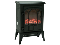 Lareira Elétrica Preta 39x23x56,5 Cm Piso 1000/2000 W Efeito Chama Ajustável