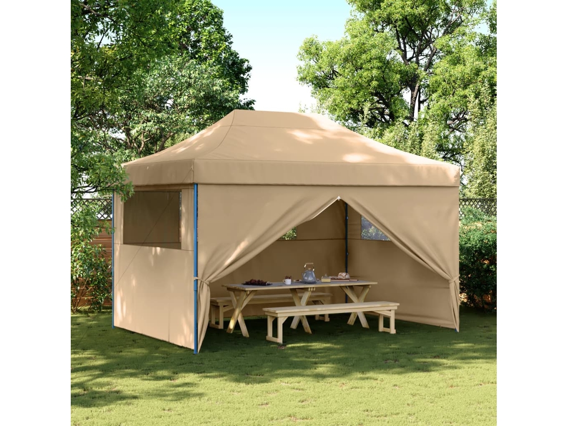 Vidaxl Tenda Para Festas Pop-up Dobrável Com 4 Paredes Laterais Bege