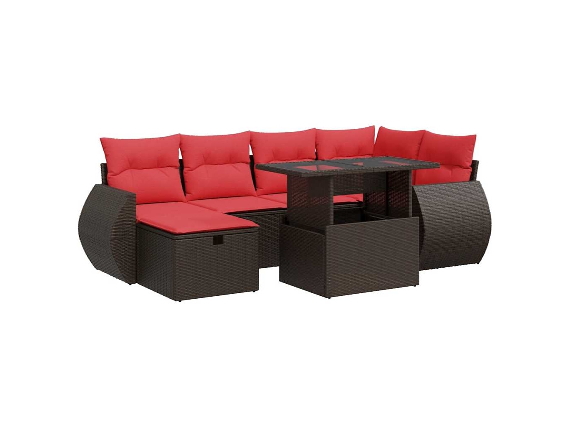 Conjunto de 7 Sofás Jardim com Almofadões Vime Pe Castanho MAISON EXCLUSIVE (0)