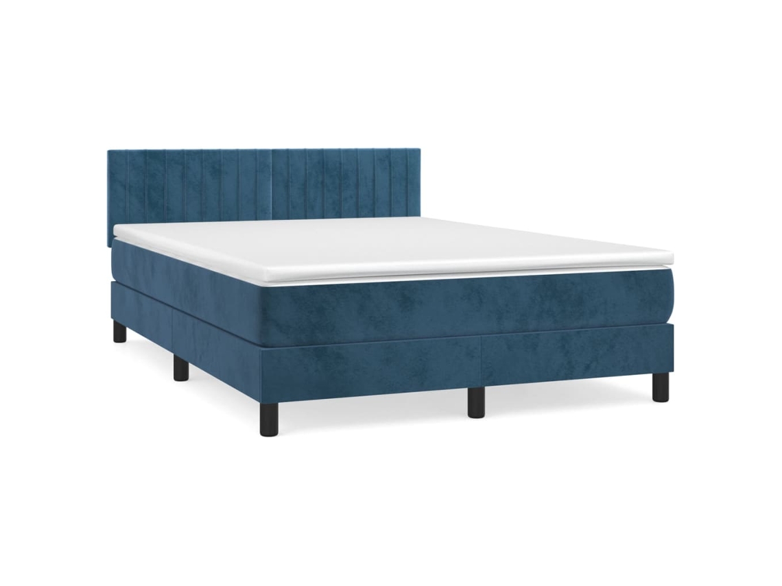Box Spring Bed, Box Spring Beds Vidaxl Azul Veludo (140 X 190 Cm)